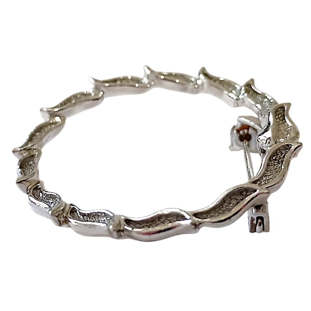 Gerrys Leaf Wreath Brooch Pin Round Circle Leaves‎ Vintage 70s Silver Tone MCM